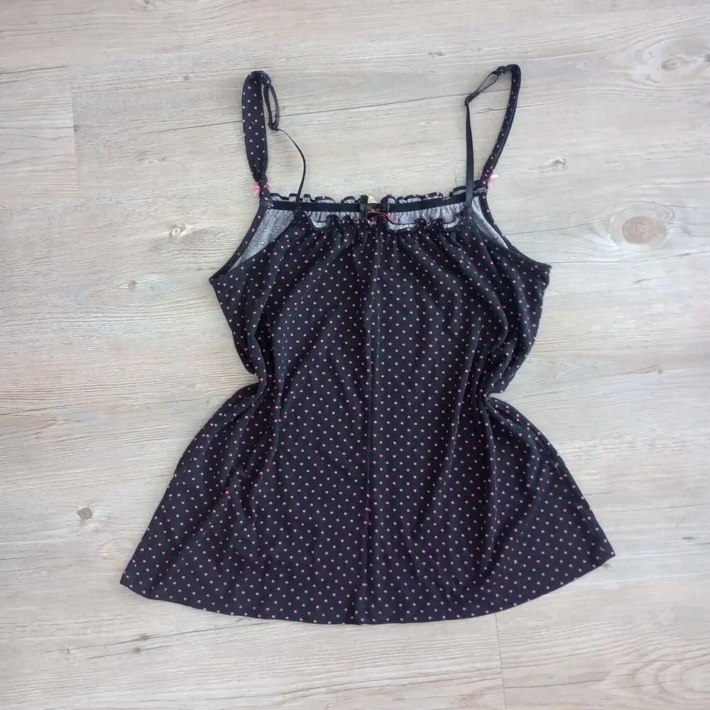 Y2K Betsey Johnson Polka Dot Babydoll Goth Slip - Picture 2 of 4